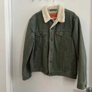 Men's Levi's Green Canvas Sherpa Trucker Jacket